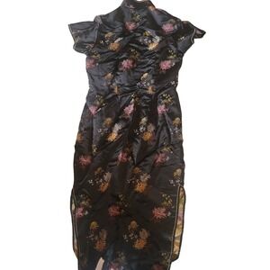 Solz Squirrel Vintage Floral Print Silk Cheongsam Dress Size 36